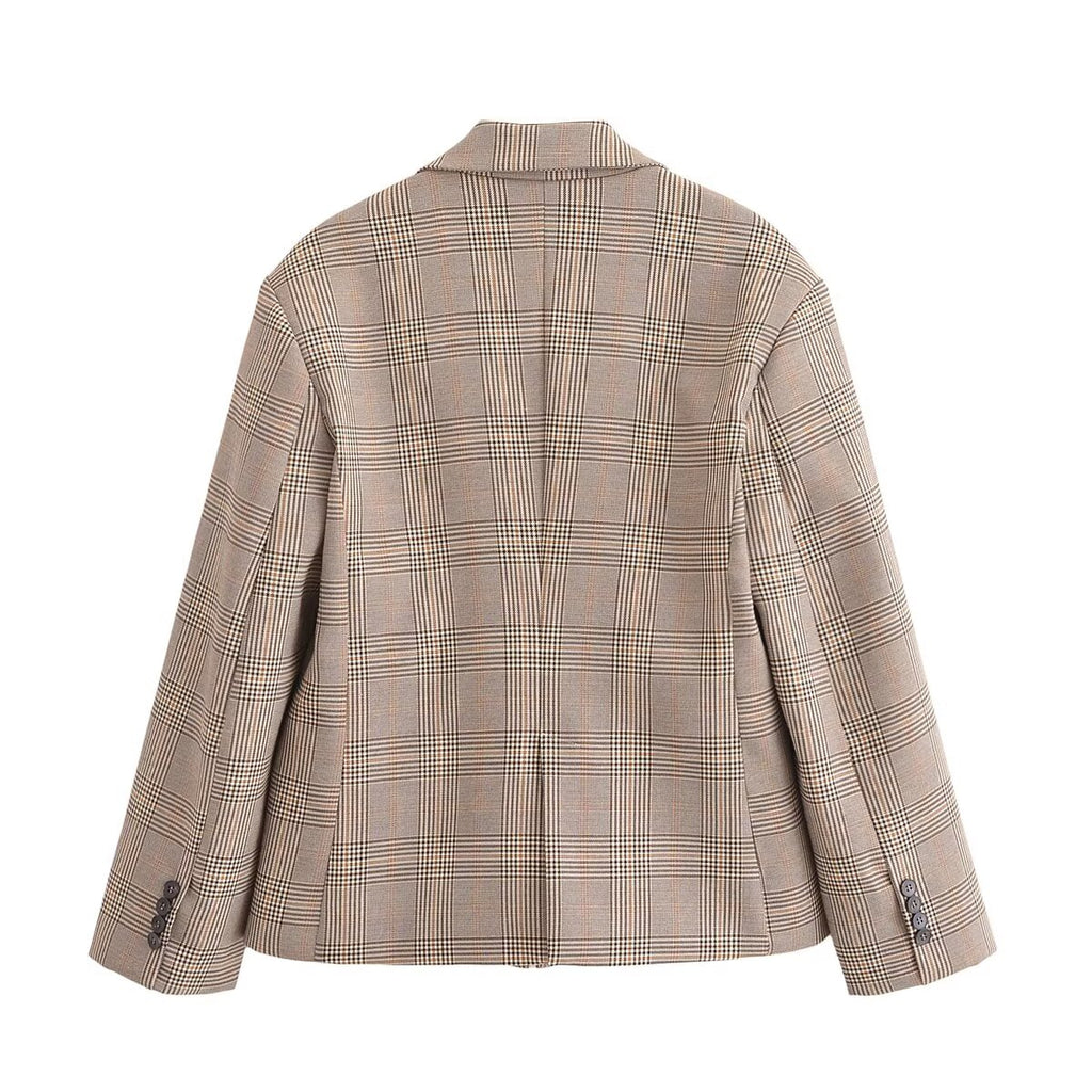Women's Winter Long Sleeve Collared Blazer and Skirt Two-Piece Set