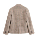 Women's Winter Long Sleeve Collared Blazer and Skirt Two-Piece Set