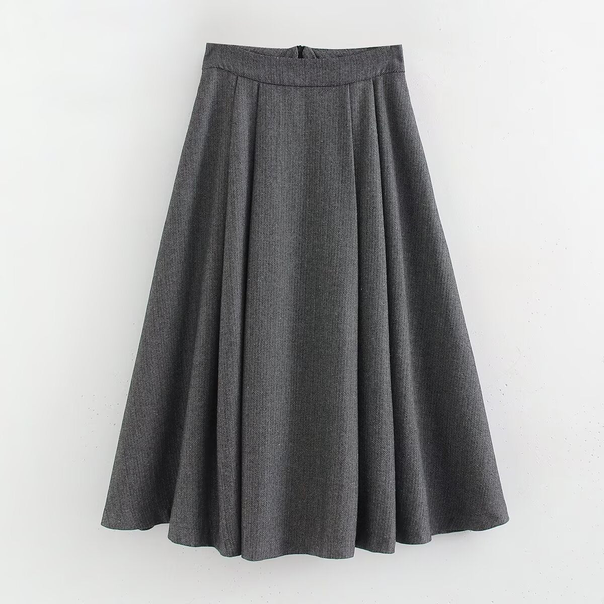 Women's Autumn Winter Herringbone Twill Blazer and Skirt Two-Piece Set