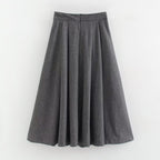 Women's Autumn Winter Herringbone Twill Blazer and Skirt Two-Piece Set