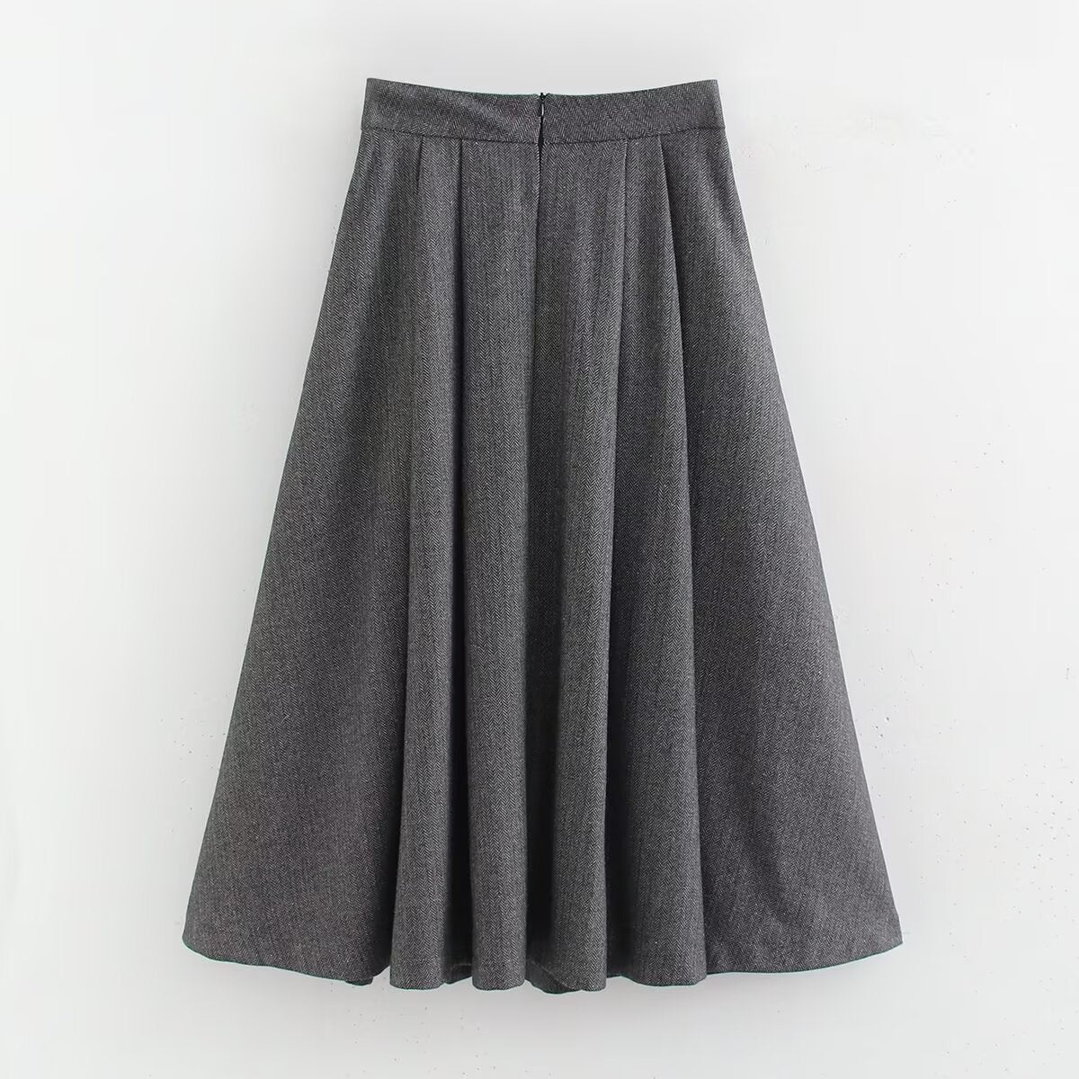 Women's Autumn Winter Herringbone Twill Blazer and Skirt Two-Piece Set
