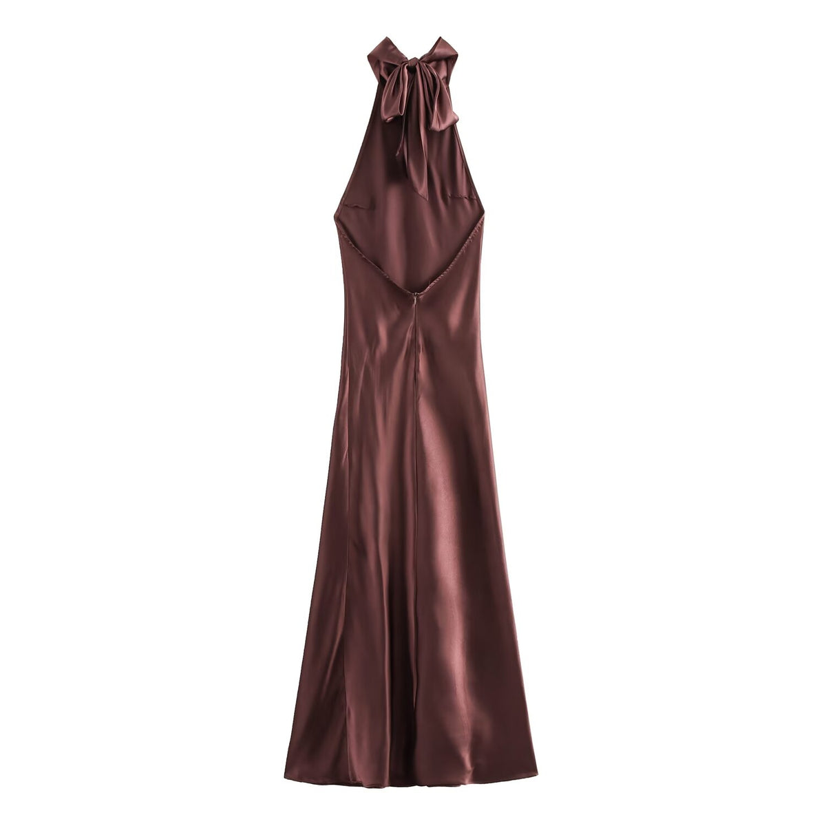 Winter Hanging Collar Silk Satin Maxi Dress