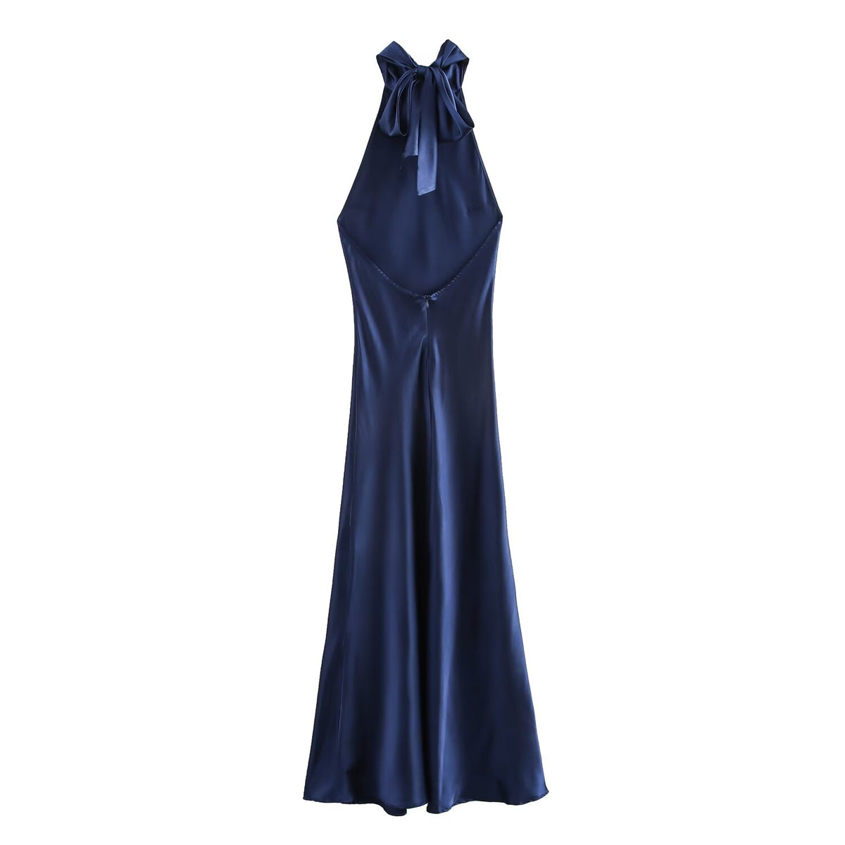 Winter Hanging Collar Silk Satin Maxi Dress