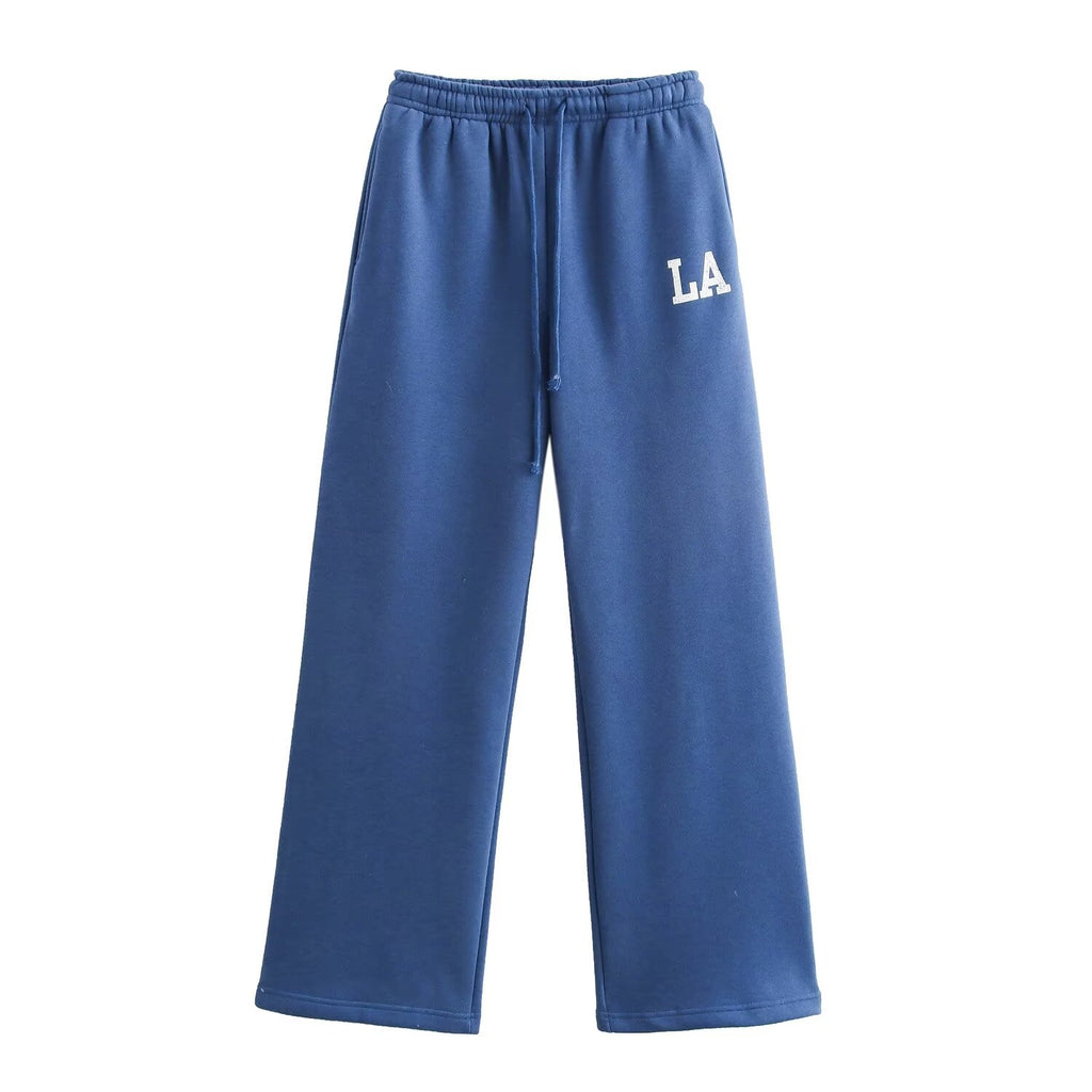 Autumn Washing Effect Preppy Sweatshirt Pants Sets