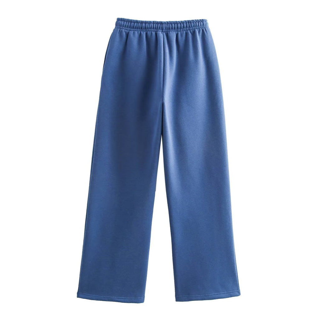 Autumn Washing Effect Preppy Sweatshirt Pants Sets