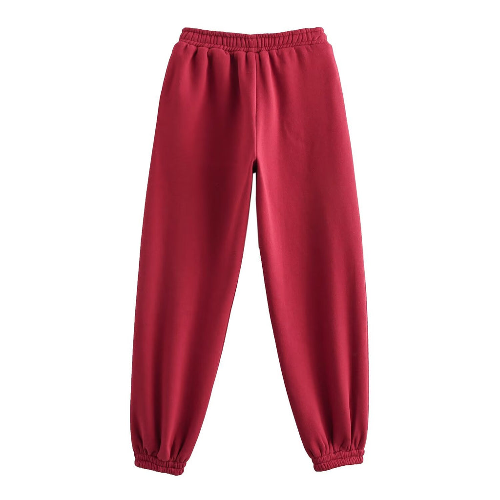 Autumn Washing Effect Preppy Sweatshirt Pants Set