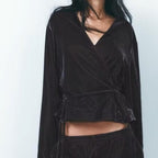 Women's Velvet Double Breasted Coat