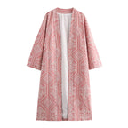 Women's Winter Embroidery Vacation Kimono Coat Straight Leg Pants Set
