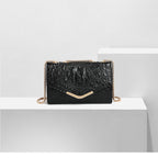 Crocodile-Pattern Chain Crossbody Bag