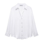 Women's Street Solid Color Silk Satin Texture Shirt
