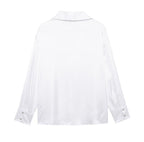 Women's Street Solid Color Silk Satin Texture Shirt