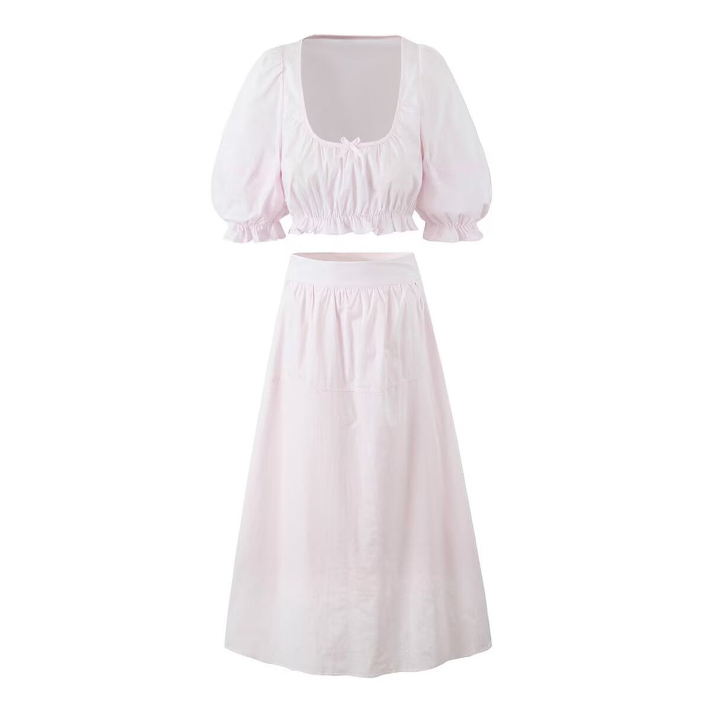 Women's Lace Cropped A-Line Two-Piece Skirt Set