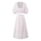 Women's Lace Cropped A-Line Two-Piece Skirt Set