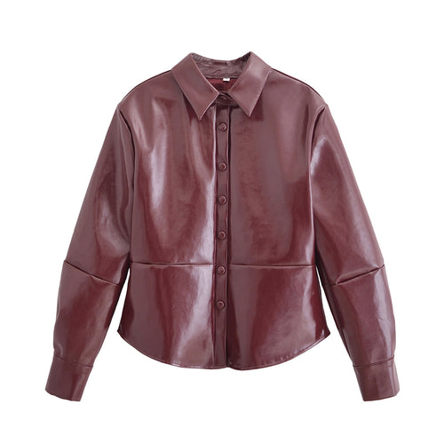 Women's Faux-Leather Cropped Jacket & Skirt Two-Piece Set