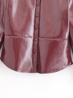 Women's Faux-Leather Cropped Jacket & Skirt Two-Piece Set