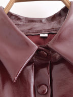 Women's Faux-Leather Cropped Jacket & Skirt Two-Piece Set