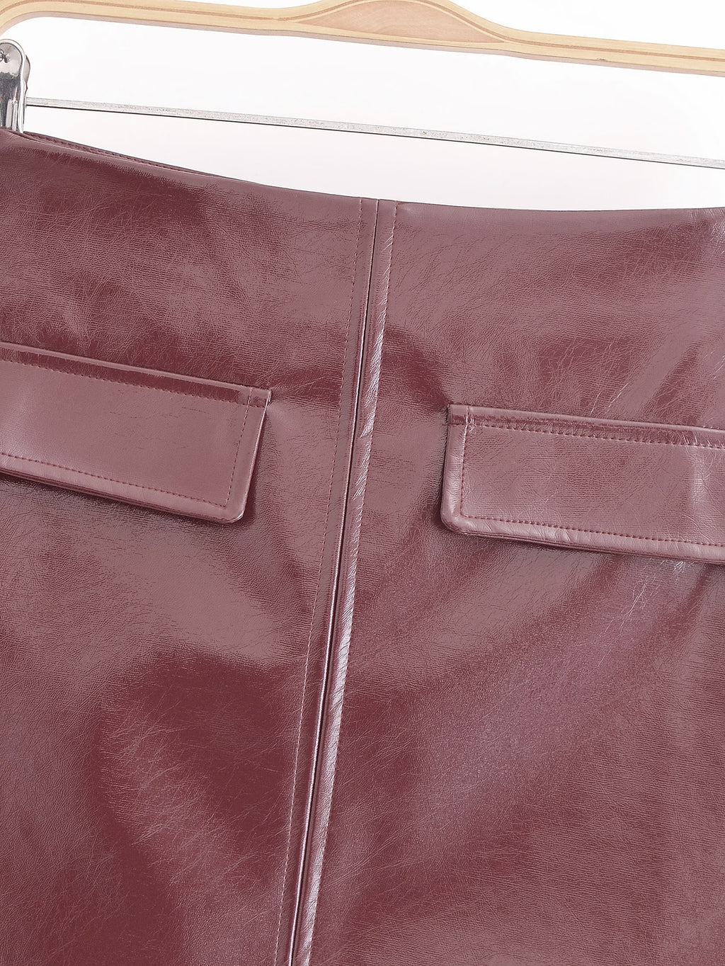 Women's Faux-Leather Cropped Jacket & Skirt Two-Piece Set