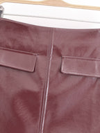 Women's Faux-Leather Cropped Jacket & Skirt Two-Piece Set