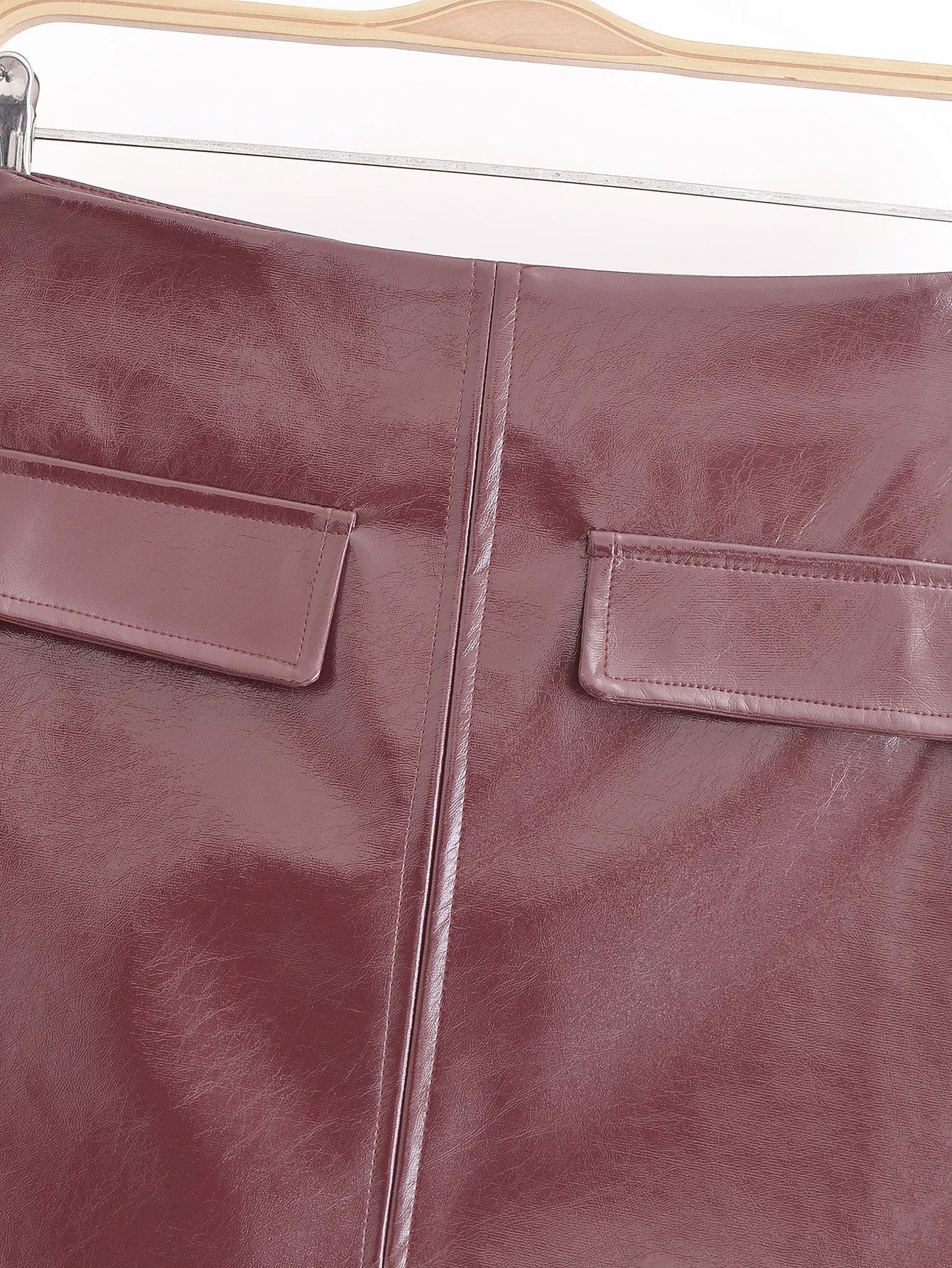 Women's Faux-Leather Cropped Jacket & Skirt Two-Piece Set