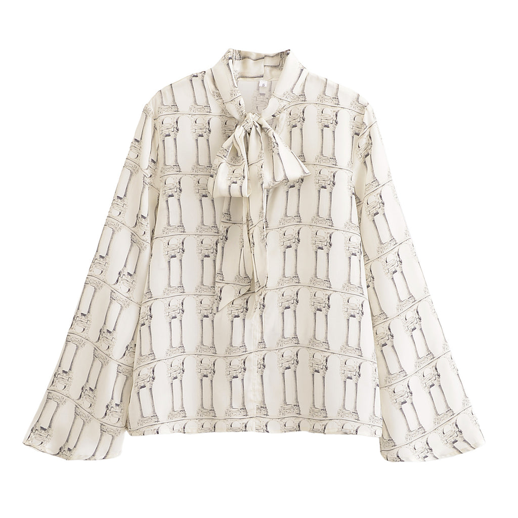 Women's All Match Long Sleeve Bowknot Tup Cardigan Shirt Winter