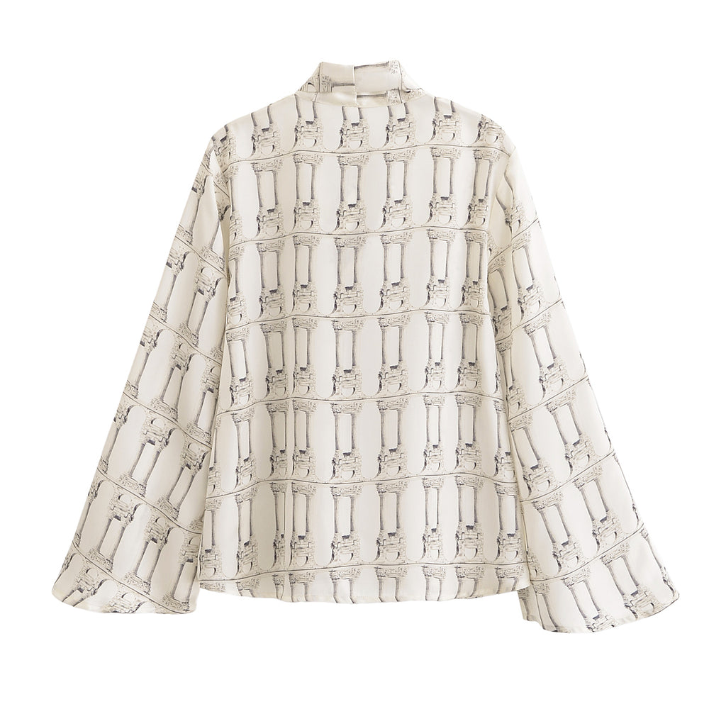 Women's All Match Long Sleeve Bowknot Tup Cardigan Shirt Winter