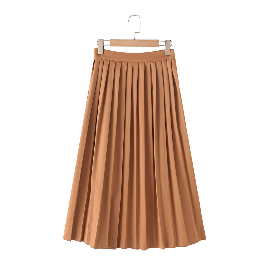 Women's Half Button Pocket Pleated Coordinated Two-Piece Set