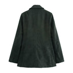 Winter Workplace Office Double Breasted Blazer Pants Set