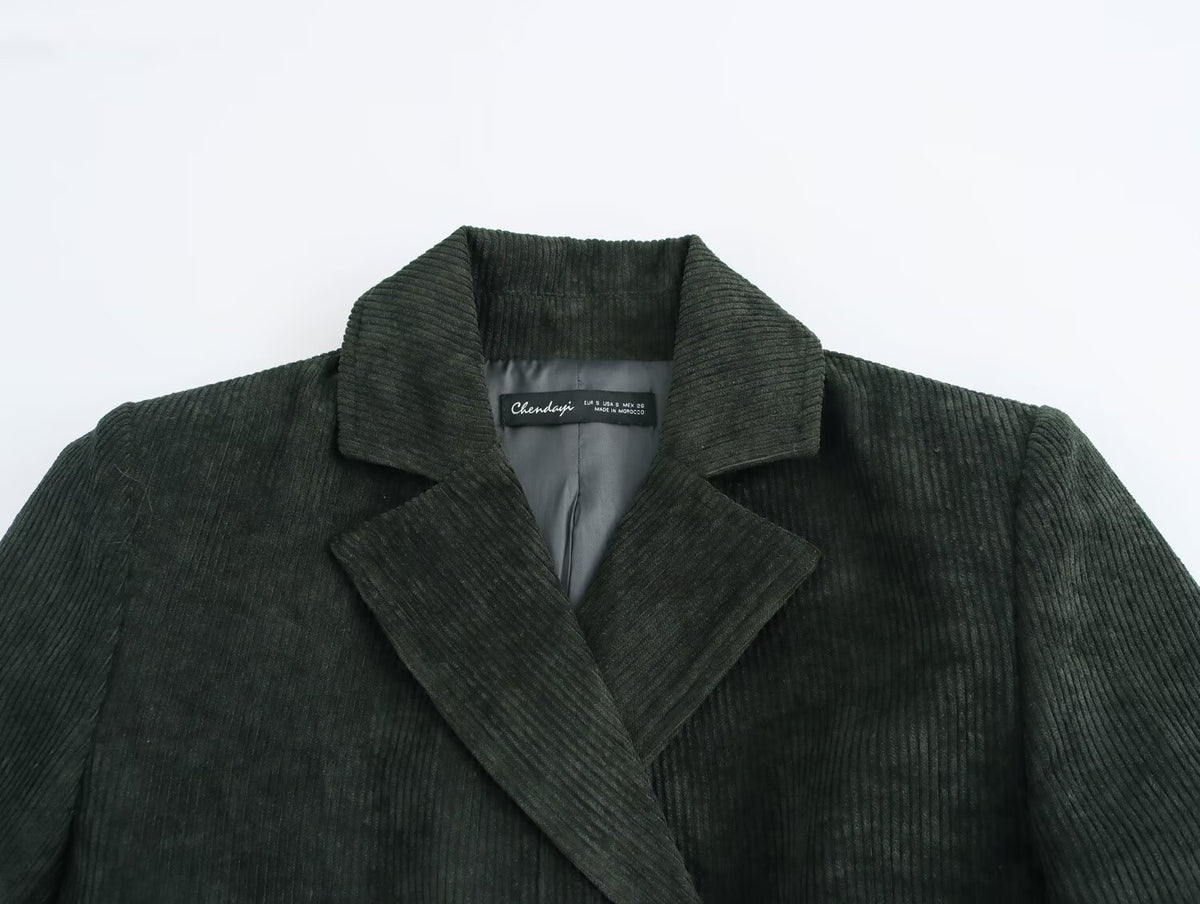 Winter Workplace Office Double Breasted Blazer Pants Set