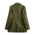 Double Breasted Silk Satin Texture Blazer Pant Two-Piece Set