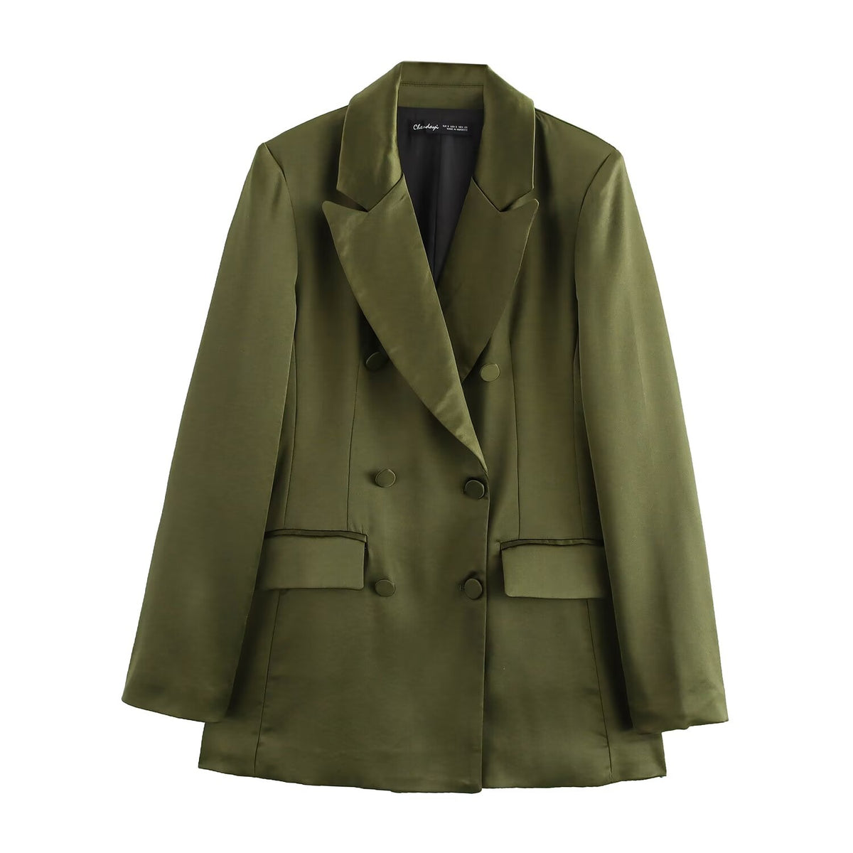 Double Breasted Silk Satin Texture Blazer Pant Two-Piece Set