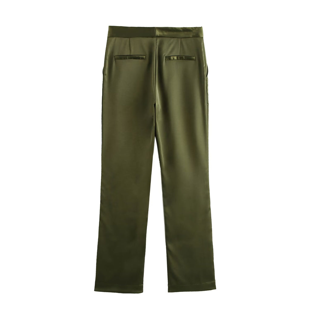 Double Breasted Silk Satin Texture Blazer Pant Two-Piece Set