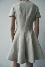 French Wave Wide Swing Round-Neck Short-Sleeve Dress