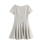 French Wave Wide Swing Round-Neck Short-Sleeve Dress