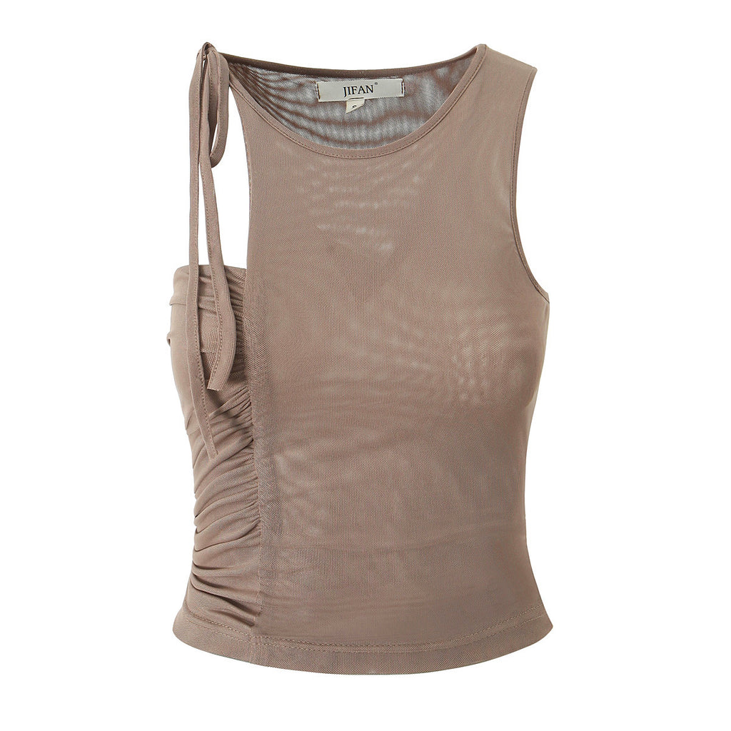 's Mesh Ribbon Sleeveless Vest Top