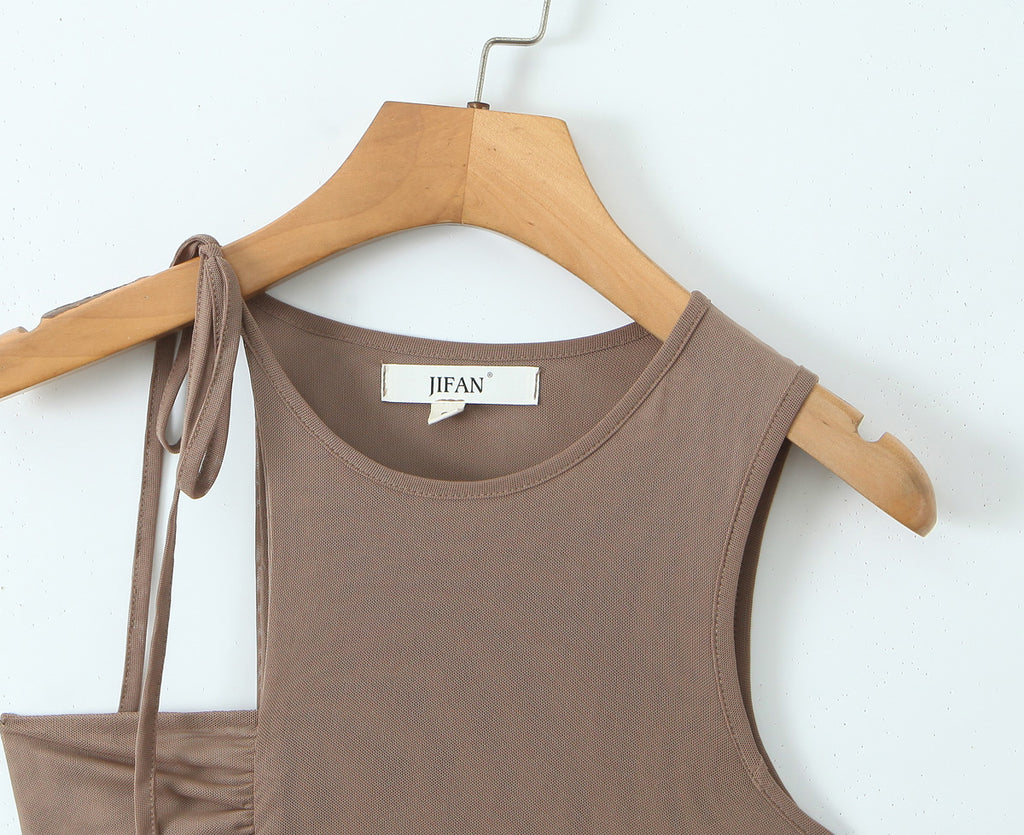 's Mesh Ribbon Sleeveless Vest Top
