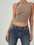 's Mesh Ribbon Sleeveless Vest Top
