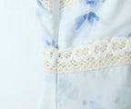 Blue Floral Lace-Up V-Neck Cami