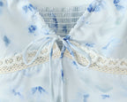 Blue Floral Lace-Up V-Neck Cami