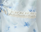 Blue Floral Lace-Up V-Neck Cami