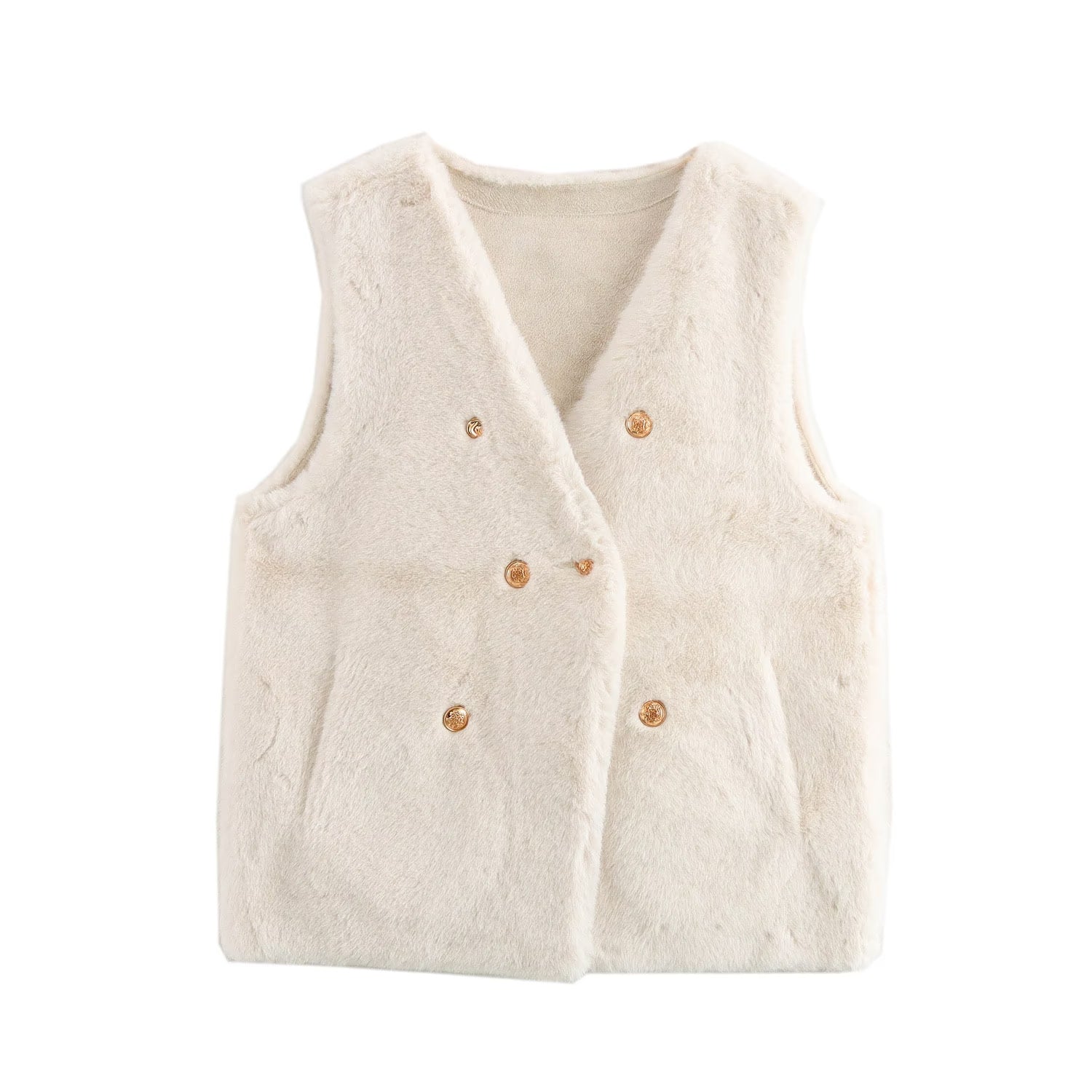 Winter Women Clothing Imitation Marten Jacket V neck Double Breasted Vest