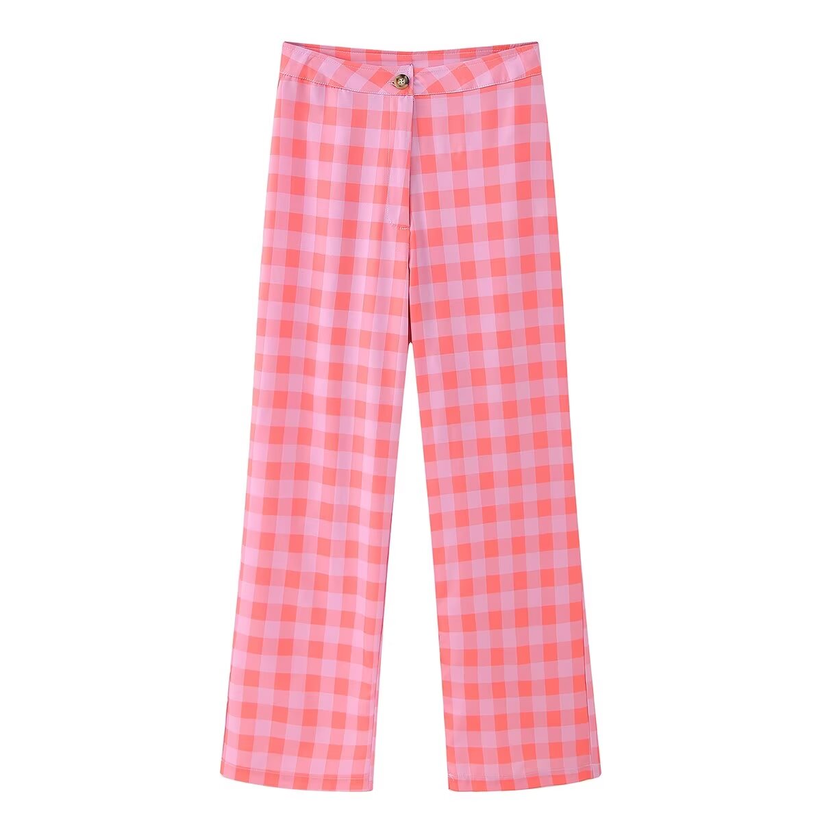 Spring Plaid Cotton Coat Jacket Casual Trousers Set