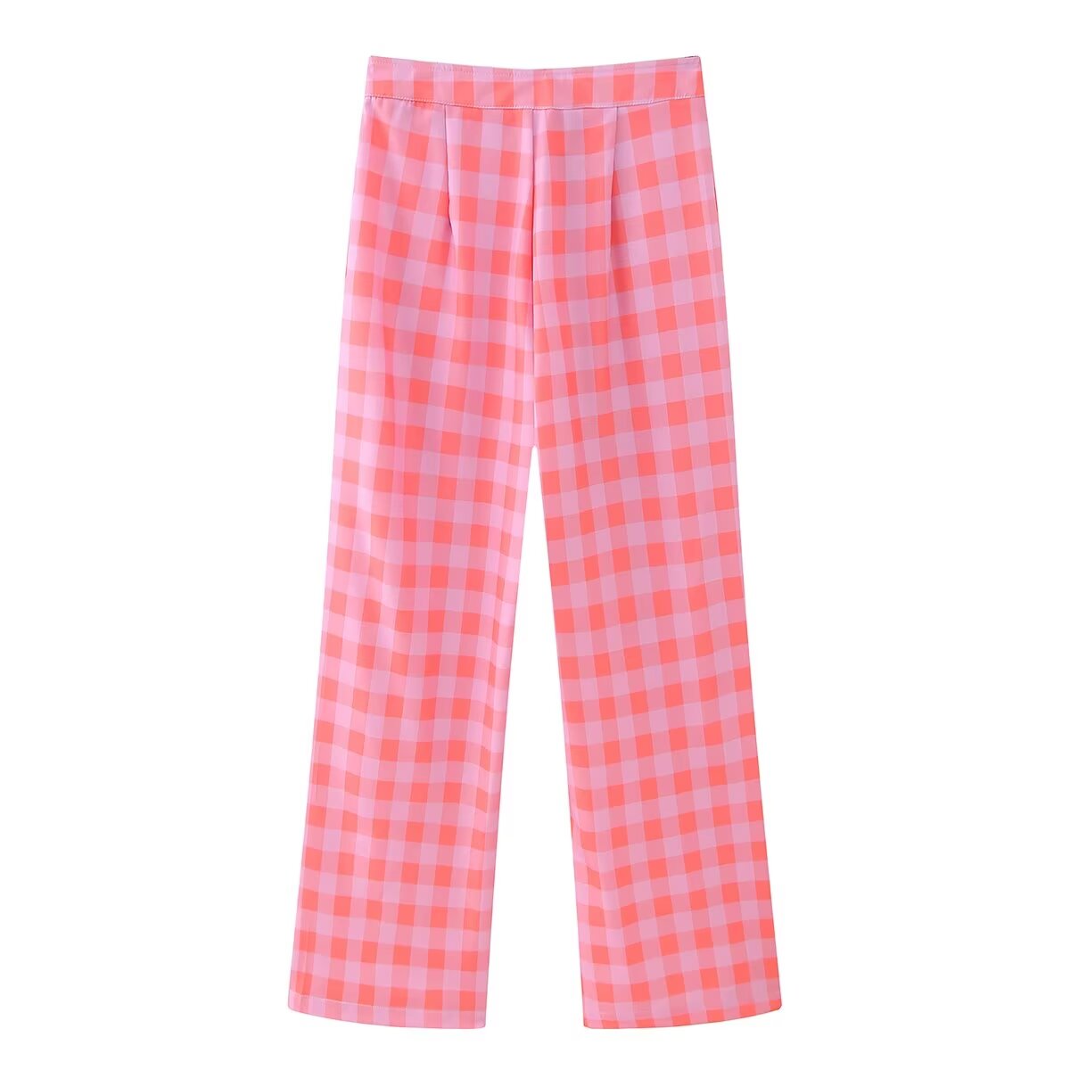 Spring Plaid Cotton Coat Jacket Casual Trousers Set