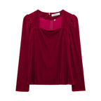 Women's Autumn Winter Lantern Sleeve Top and Skirt Two-Piece Set
