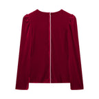 Women's Autumn Winter Lantern Sleeve Top and Skirt Two-Piece Set