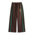 Autumn Winter Printed Stand Collar Zipper Sweatshirt Trousers Pant Two-Piece Set