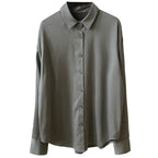 Women's Draped Satin-Texture Collared Shirt