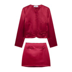 Women's Satin Bow-Detail Two-Piece Set