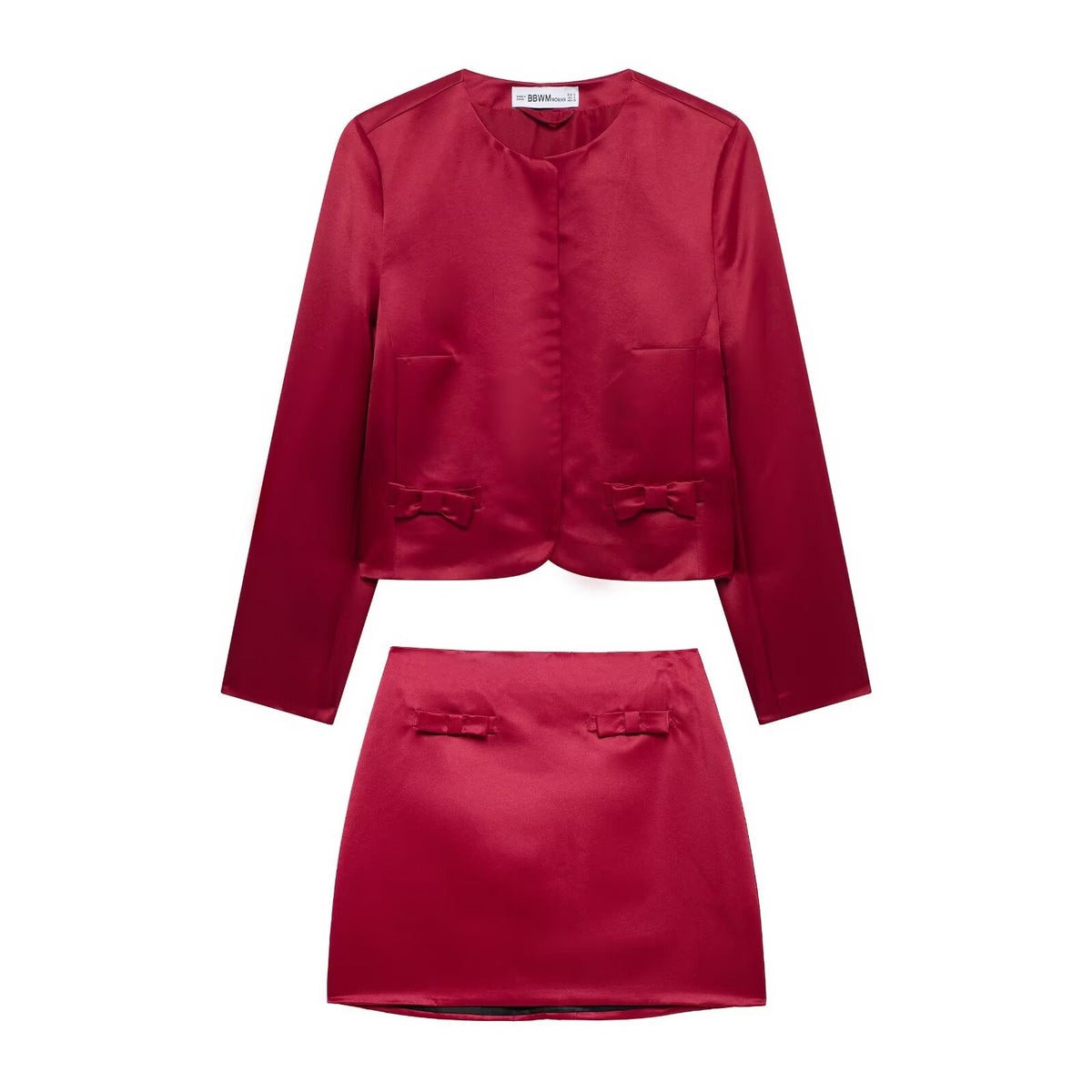 Women's Satin Bow-Detail Two-Piece Set