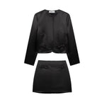 Women's Satin Bow-Detail Two-Piece Set