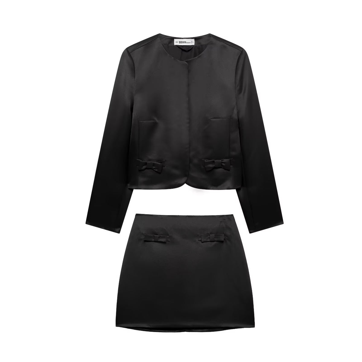 Women's Satin Bow-Detail Two-Piece Set